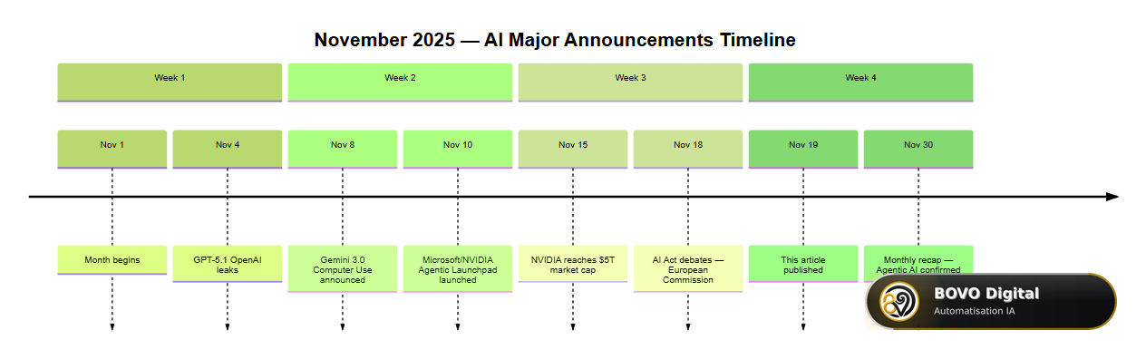 Timeline of major AI news in November 2025: GPT-5.1, Gemini 3.0, NVIDIA and agentic AI