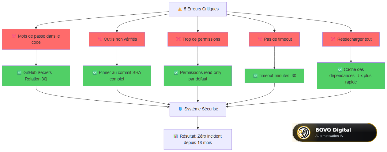 De 8 erreurs critiques à un système sécurisé — transformation en bonnes pratiques professionnelles