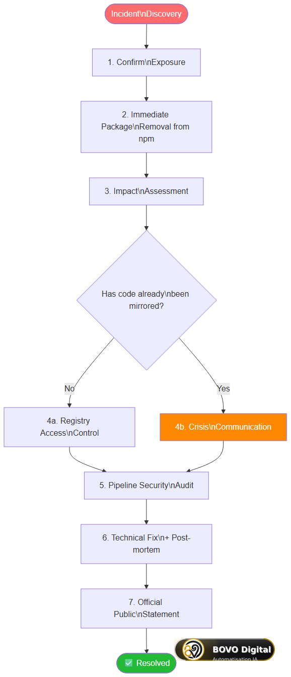Flowchart for Managing an Accidental npm Publication Incident