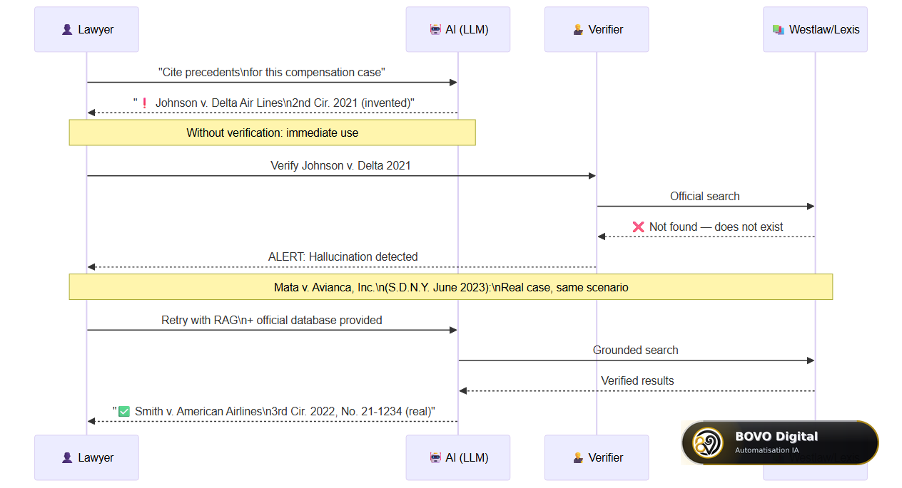 Verification of an AI legal reference: complete sequence with escalation to official database