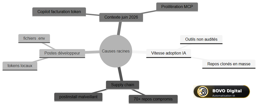 Causes racines de l'exposition supply chain IA
