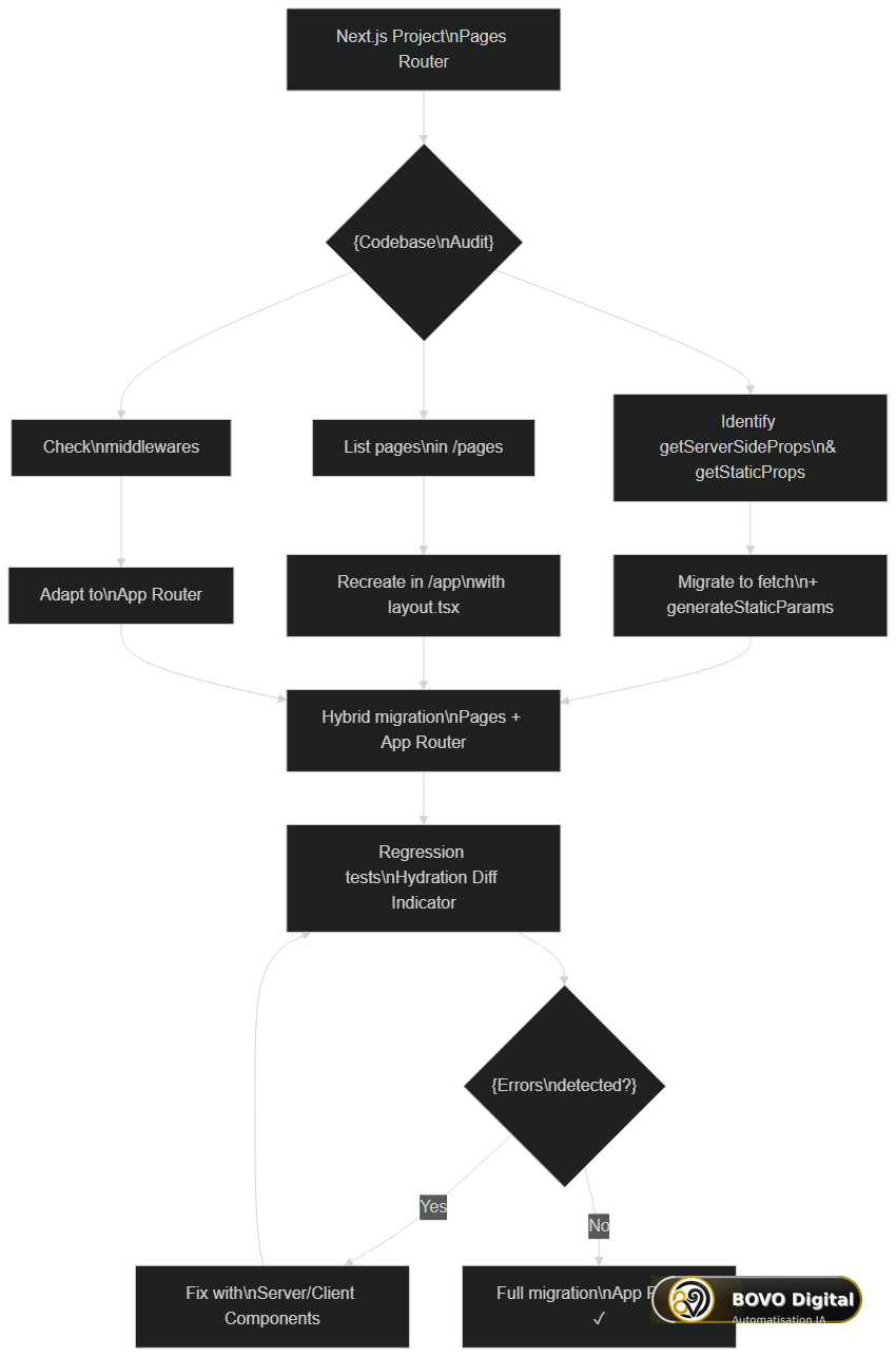 Flowchart: Pages Router to App Router migration