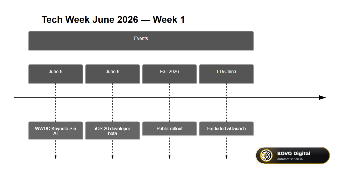 Timeline of major tech events during the first week of June 2026
